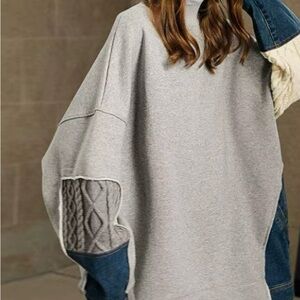 Sweater women’s denim knit long sleeve Sz L New Wot Tag